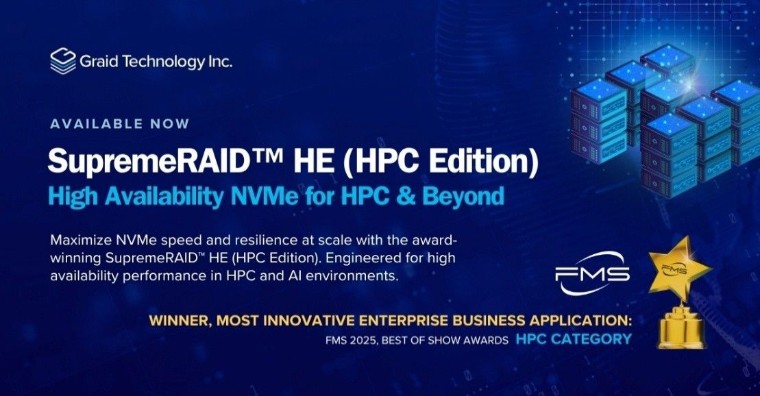 Graid Technology anuncia la disponibilidad global de SupremeRAID™ HE y gana el premio Best of Show en la FMS 2025. Graid Technology anuncia la disponibilidad global de SupremeRAID™ HE y gana el premio Best of Show en la FMS 2025.