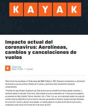 KAYAK mantiene informados a los usuarios de las políticas de las aerolíneas frente al escenario actual